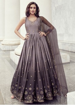 Light Chocalate  Silk Designer Gown 